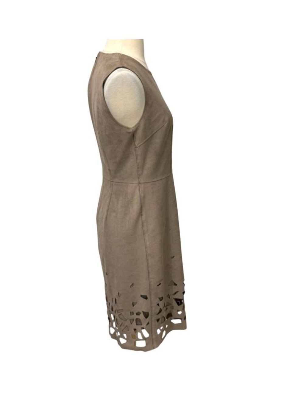 Elie Tahari Women's Ophelia Laser Cut Faux Suede Dress Above Knee Sheath Size 4 - Picture 4 of 13